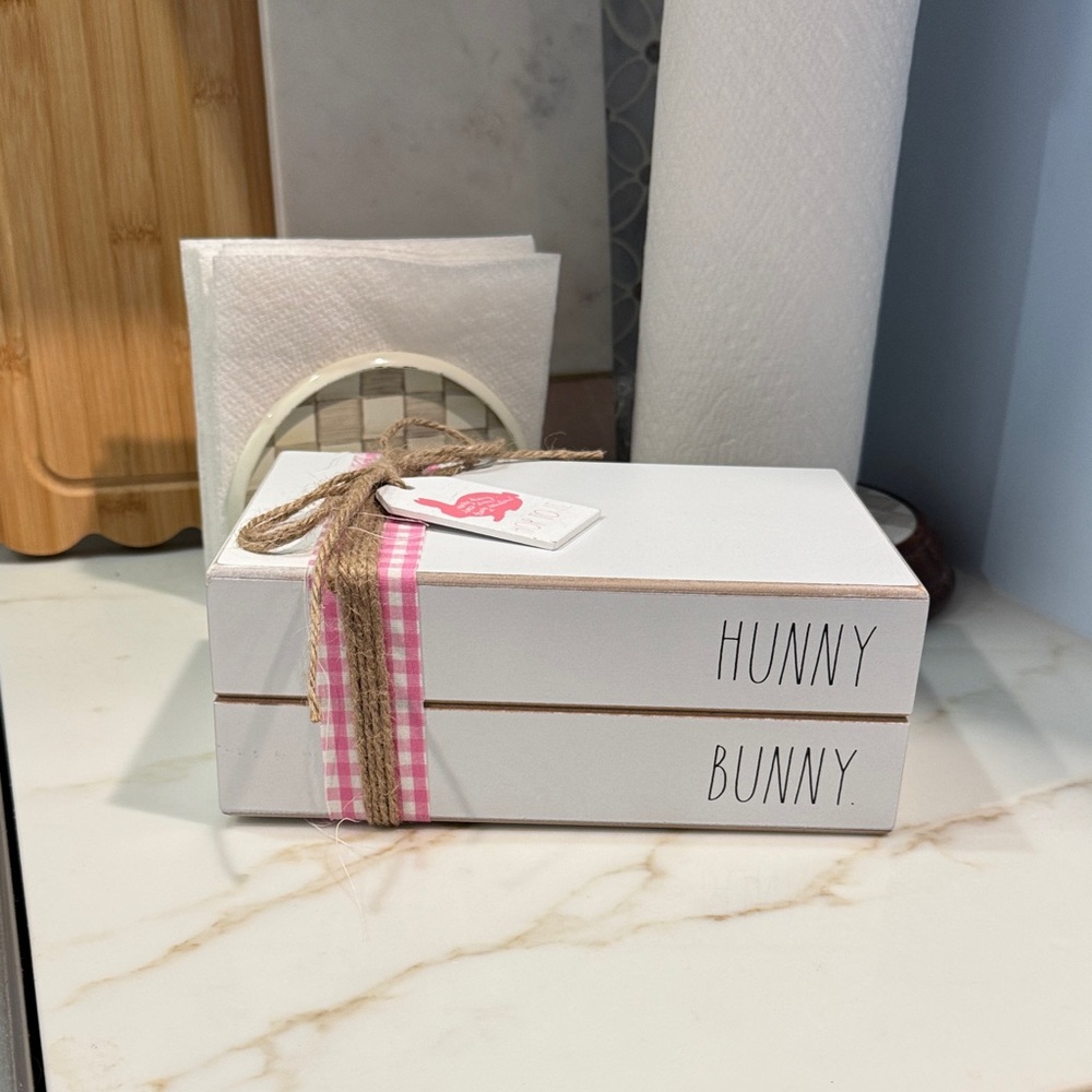 Rae Dunn White 'Hunny Bunny' Easter Decorative Block